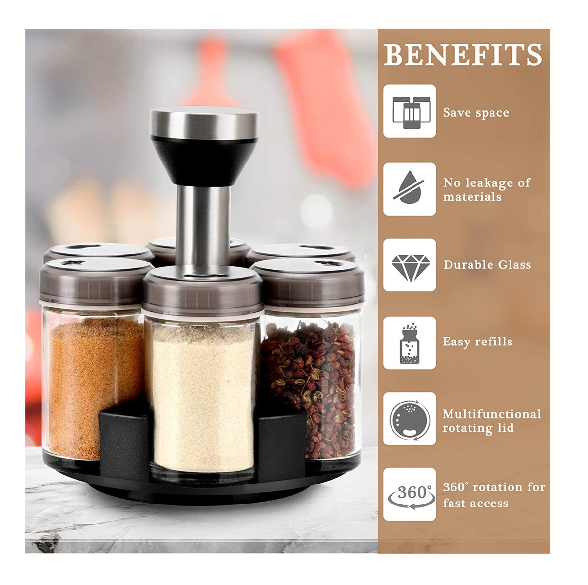 Miniatura 3 de Condimentero Organizador 360 + 6 Frascos